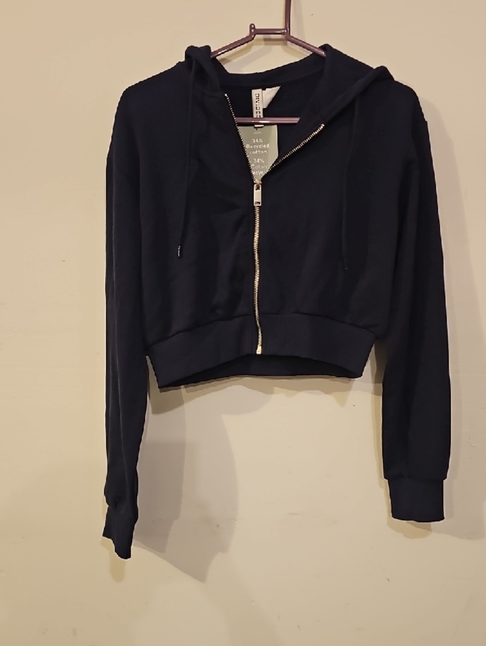 DIVIDED Full Zip Cropped Hoodie Sz Xs!! Nwts, Navy Blue And Silver